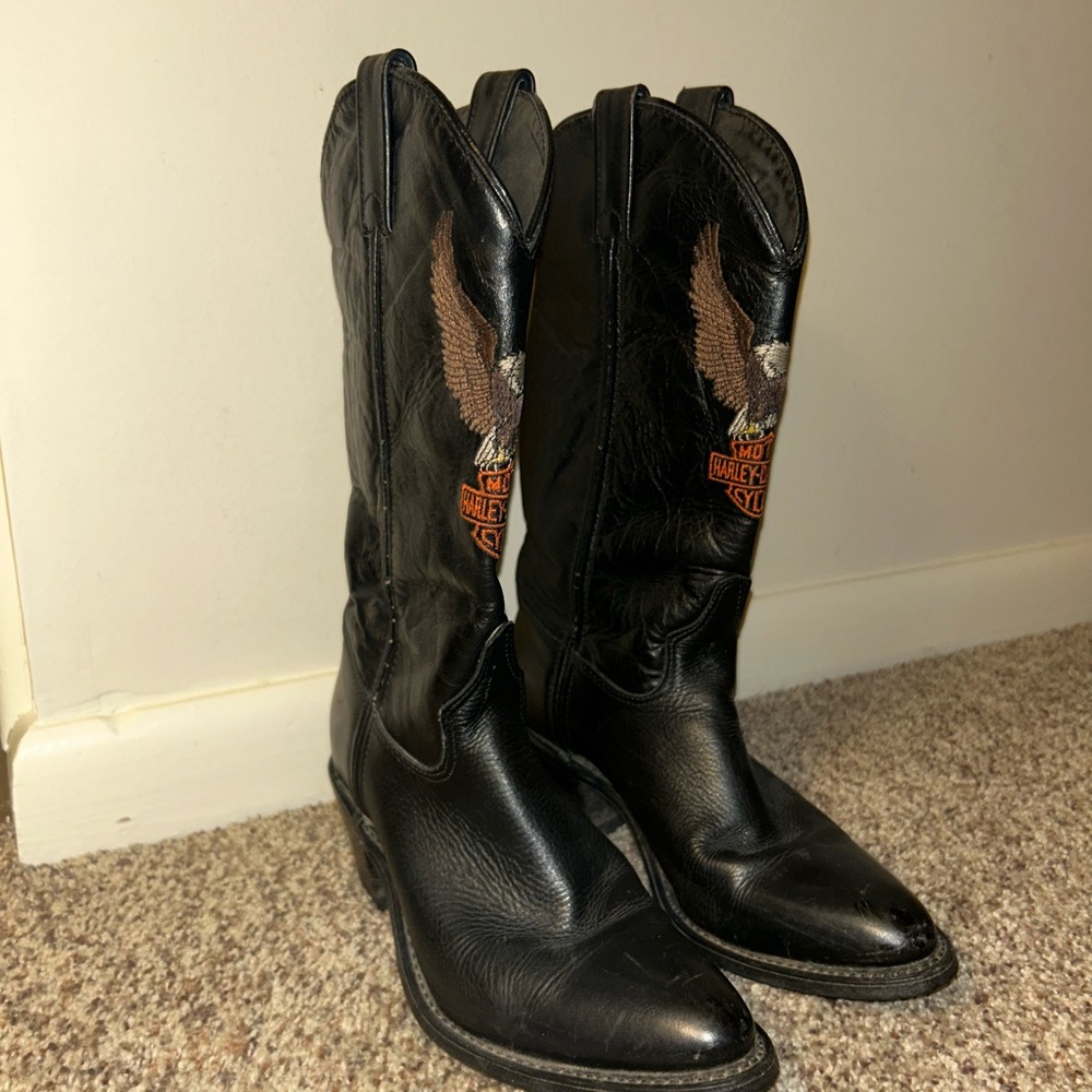 Harley-Davidson Black Western Boots with Eagle Emblem